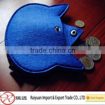 Fancy blue felt cat ear coin purse for kids new for 2015