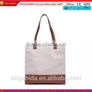 Wholesale high quality canvas tote bag leather handle