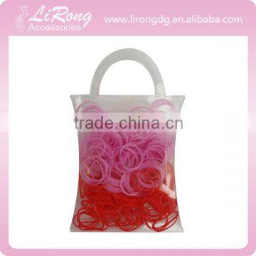 Awesome red color handbag packed rubber bands