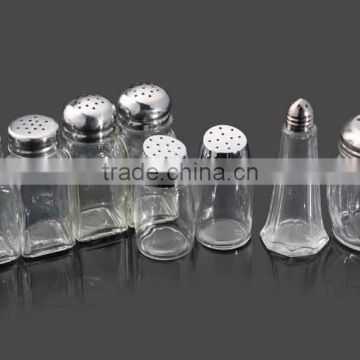 Clear glass spice jar with dispenser