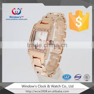 luxury diamonds slim stone quartz watch plated rose gold women bracelet watch