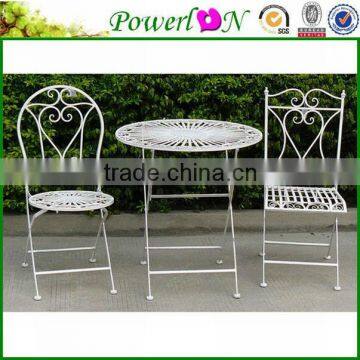Popular Antique White Metal Table Chair Folding Patio Sets