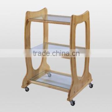 2016 New Sales Solid OAK Wood Trays,Wood Trolley , beauty Trolley