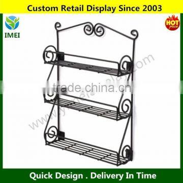 POP Metal Wall-Mountable Black Scroll Spice Rack Display Shelf YM5-263