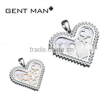 2016 popular dongguan factory price beautiful heart shaped young girl pendant with CZ