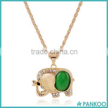 New High Quality Cute 18K Gold Plated Sterling Silver Elephant Jade Necklace Designs