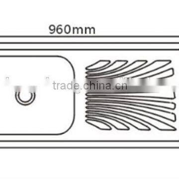 Above Counter Stainless Steel Single Bowl Sink With Drainer Board photo-2