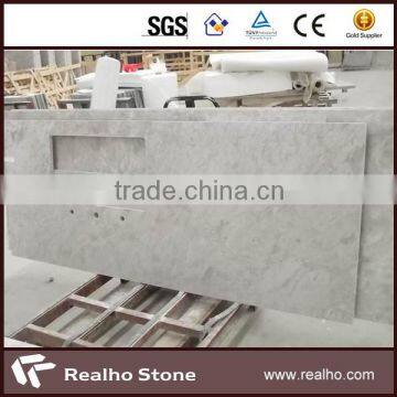 Chinese New White Marble Alpine White Kitchen Counteop with Sink Cut