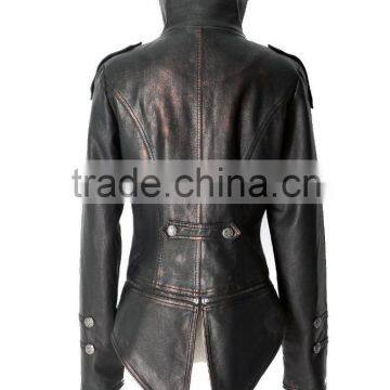 Punk Rave Gothic Winter Slim Unisex Military Jacket Coat Cowhide Leather photo-2