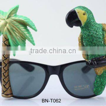 Glitter Novelty Parrot and Palm Tree Sunglasses Green