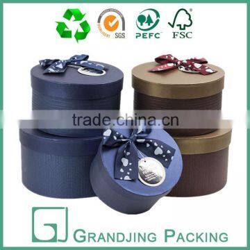 Luxury round packaging paper box with ribbon