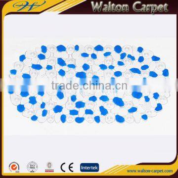 Oval anti-slip blue&ewhite scree pvc bath mat
