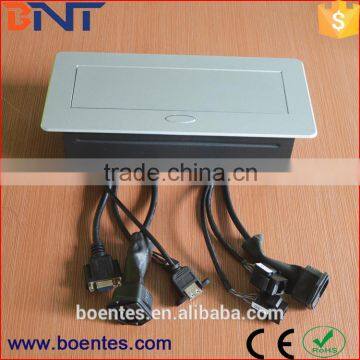 Zinc Alloy Desktop Table Pop Up Socket Box With Cable Connectors+HDMI+USB+VGA+Audio+Data for Conference Furniture photo-5