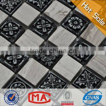 HF JY-Mx-SR01 hot sale decorative wall tile natural mosaic stone mix black resin mosaic tile bathroom wall tile stickers