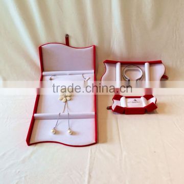 high quality red flock Jewelry box with fastener