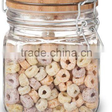 SINOGLASS trade assurance 700ml glass jar with clip top food storage bamboo lid jar