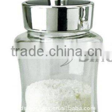 SINOGLASS trade assurance with SS lid 180ml bottle glass sugar jar