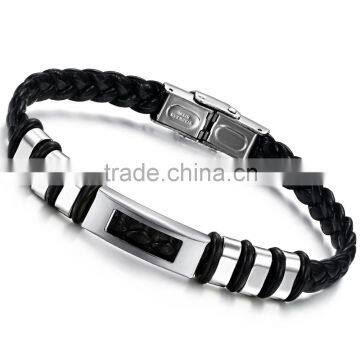 Wholesale high quality smooth edge plain Cuff stainless steel biker bracelets for men