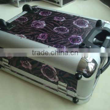 Luggage vanity case,luggage cases with polyester and pocket inner,nail polish trolley case