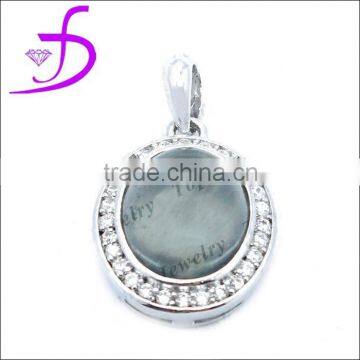 925 Sterling Silver Jewelry Wholesale Bezel Setting single big stone pendant