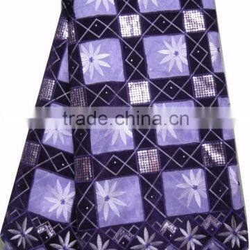 African organza lace with sequins embroidery CL8097-1 purple