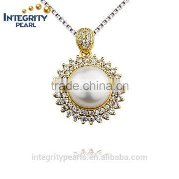 Elegant silver natural freshwater gold Pearl pendant jewelry for women