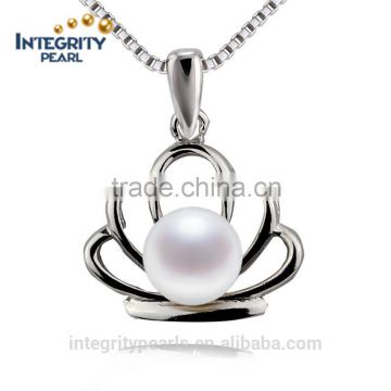 Jewelry original pearl pendant 6mm AAA round 925 silver freshwater pearl pendant