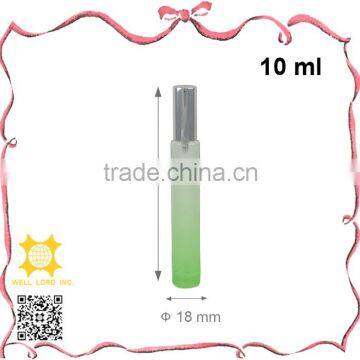 Travel use 10ml silver cap gradient green frosted glass pump sprayer