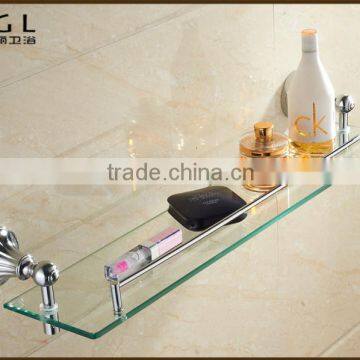 11137 Hot Sale Zinc Alloy Chrome Bathroom Accessories Glass Shelf photo-3