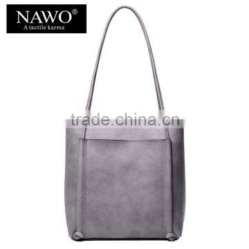 long strap leather shoulder bag shopping hand bags zipper with front slot female