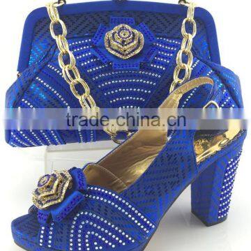 New blue italian matching shoes and bags set for party