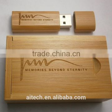 free logo engraved natural wood usb and box with 8GB,16GB