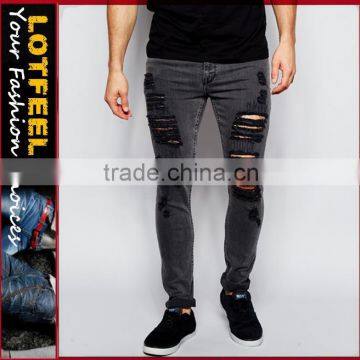 alibaba jeans Distressed denim man jeans pant trailer jeans(LOTA006)