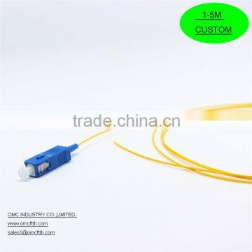 High quality China-made SC SM Simplex 0.9mm yellow cable Fiber optic pigtail