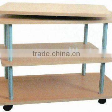 Three tiers movable steel wood tv stand