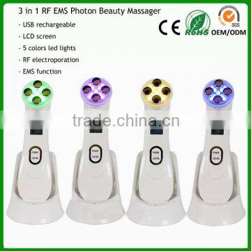 Mini Home Use Facial Beauty Device 6 Color Ultrasonic Led Lights Photon Face Massager photo-6