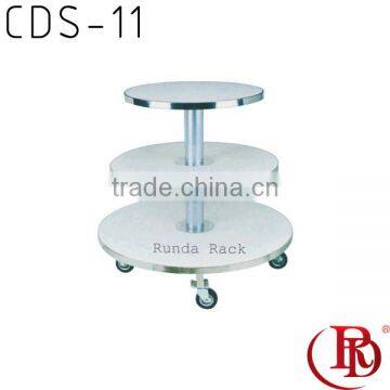 Rolling metal promotional display stand/four column circle platform
