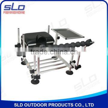 aluminum fishing Seat box with footplate & EVA rod rest & side tray