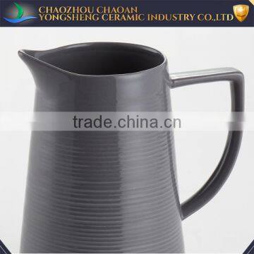 Cheap Black Glazed Stoneware Beer Pitcher With Stripe for Sale photo-4