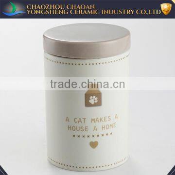 Modern decal ceramic canister jar for cat