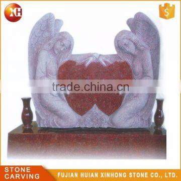 White Marble Double Heart Shaped Headstone Tombstone for Urn photo-2