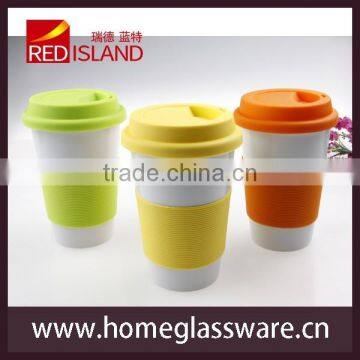 Kinds of Color Creative Mug With Silicone Sleeve Coffee Travel Ceramic Cup photo-2