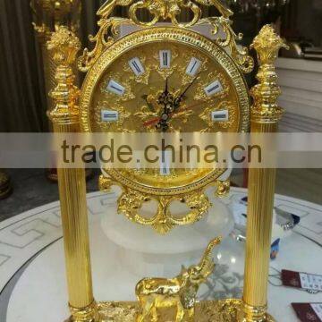 Antique Clock, Art Gold Royal Clock, Luxury 24K Gold Plated Copper Table Clock