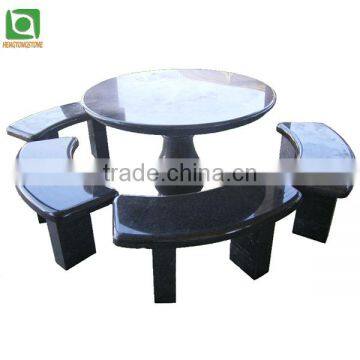 Black Stone Table and Chairs