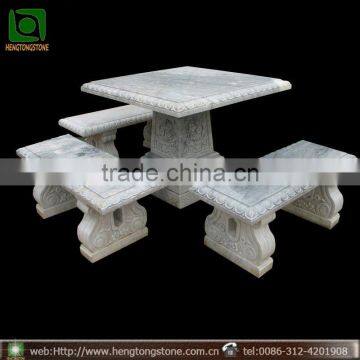 Outdoor Decorative Marble Stone Table and Benches