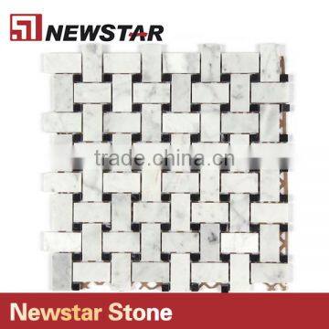 Natural Basketwave White Marble Carrara Mosaic for Wall Decoration