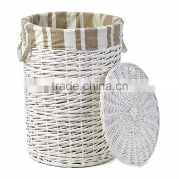 Decorative handmade wholesale promotional handwoven willow natural folk wicker laundry basket