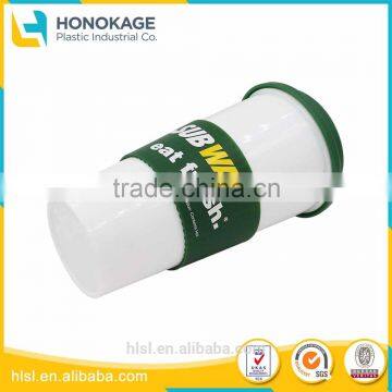 480ml White Plastic Cup With Green Cap And Green Silicone Rim, Wholesale Plastic Disposable Coffee Cups with Lid