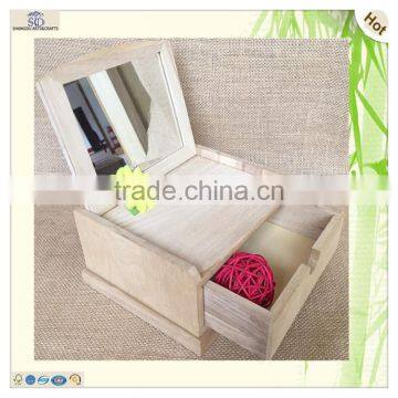 Makeup Tools Colored Layer Drawer Mirror Wooden Box