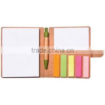 Promotional spiral eco-friendly notebooks with sticky notes and pen